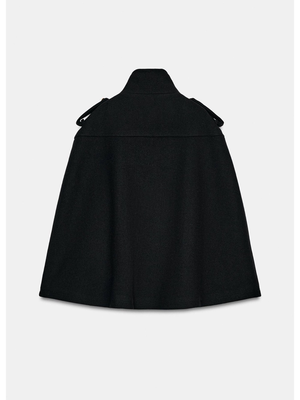 Womens Black Military-Style Wool Cape Coat - Picture 10 of 12